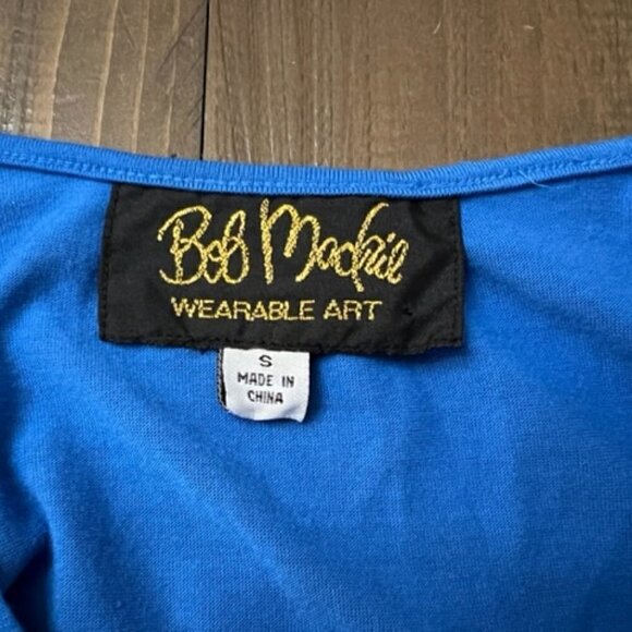 Bob Mackie Wearable Art Blue Embroidered Top w/ Back Tie - Picture 5 of 5